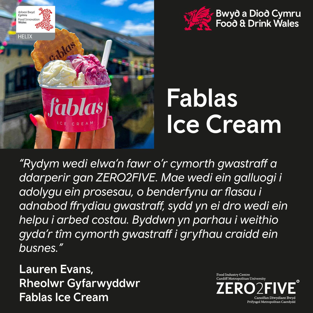 Canolfan Diwydiant Bwyd ZERO2FIVE (@zero2five_cym) on Twitter photo Buom yn gweithio gyda <a href="/FablasIcecream/">Fablas Icecream</a> i ddadansoddi eu prosesau cynhyrchu yn fanwl a chynnal archwiliad gwastraff. Fe wnaethom adolygu llinellau allweddol, gan helpu i nodi gor-gynhyrchu, a chefnogi’r cwmni i adeiladu offeryn castio cynnyrch hawdd ei ddefnyddio. Buom yn gweithio gyda <a href="/FablasIcecream/">Fablas Icecream</a> i ddadansoddi eu prosesau cynhyrchu yn fanwl a chynnal archwiliad gwastraff. Fe wnaethom adolygu llinellau allweddol, gan helpu i nodi gor-gynhyrchu, a chefnogi’r cwmni i adeiladu offeryn castio cynnyrch hawdd ei ddefnyddio.