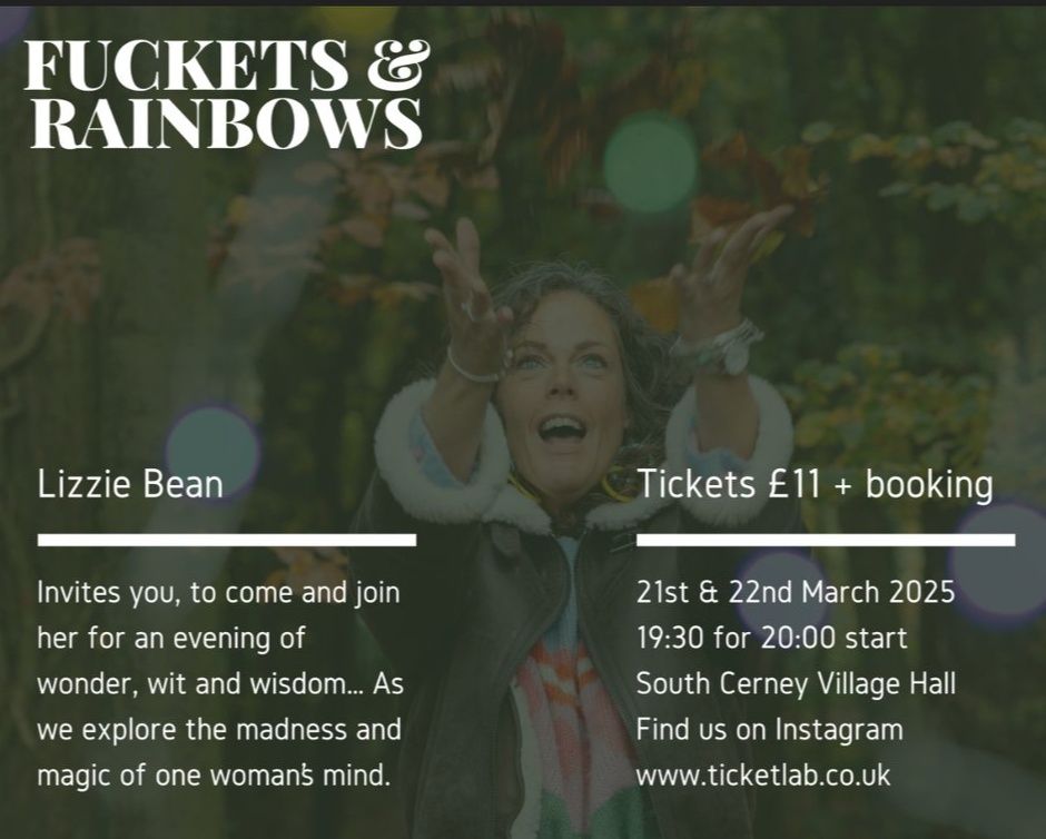 SouthCerneyHall's tweet photo. Come and join Lizzie Bean from Beanology for her first outing as a solo performer. Sharing her inspiring and illuminating story of a great unravelling to rediscover the light that shines. Funny, sad, witty and wise.. a relatable &amp; engaging story, to light the way home for us all. https://t.co/c0oyqYYouC