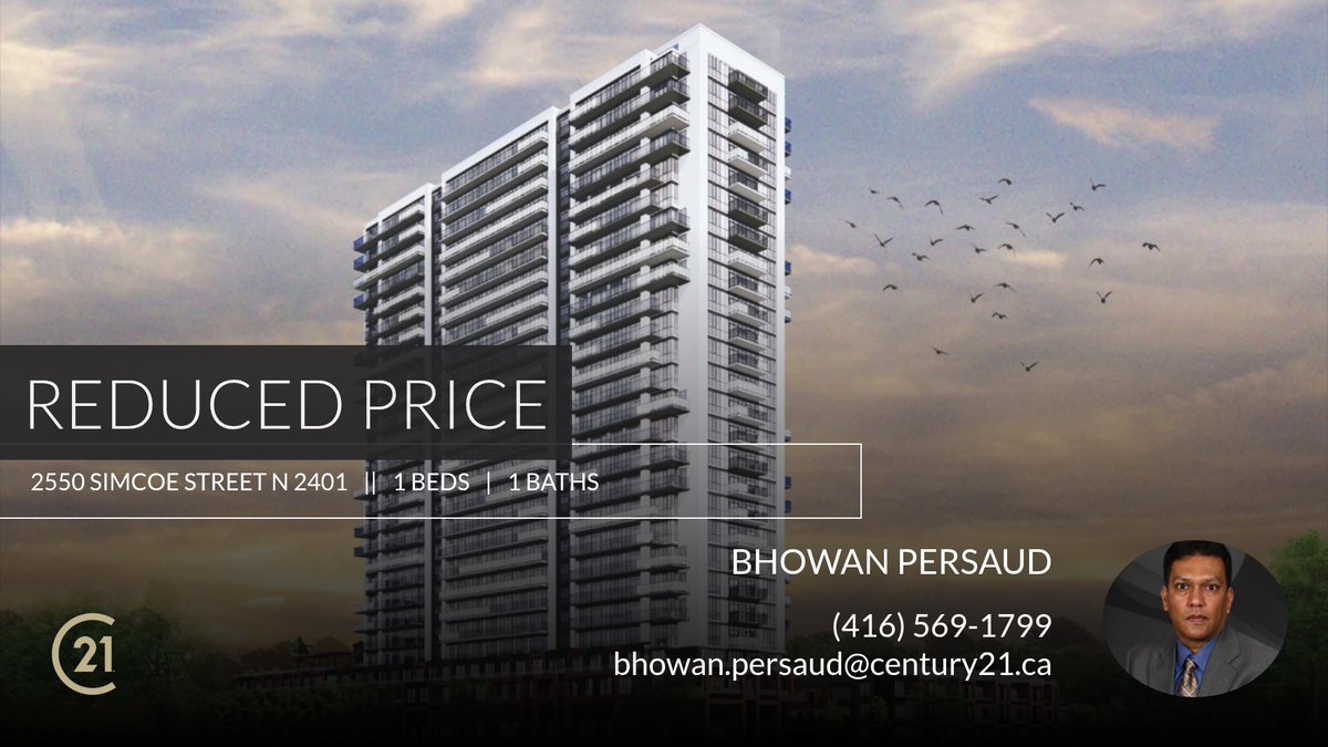 bhowan1's tweet photo. 📍 Reduced Price 📍 This recently reduced home at 2550 Simcoe Street N 2401 in Oshawa won't last long, so, don't wait to set up a showing! Reach out here or at (416) 569-1799 for more information!

Bhowan Persa... https://t.co/M8C7dw5QqQ https://t.co/iKwyv16q91