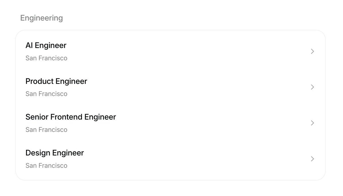 Started revamping our design system and I am looking for talented design engineers to come join me <a href="/kaishan_ding/">Sam Ding</a> and <a href="/ricardonunez_io/">Ricardo Nunez</a>  at <a href="/mintlify/">Mintlify</a> to make it happen!

Apply - mintlify.com/careers#open-r…