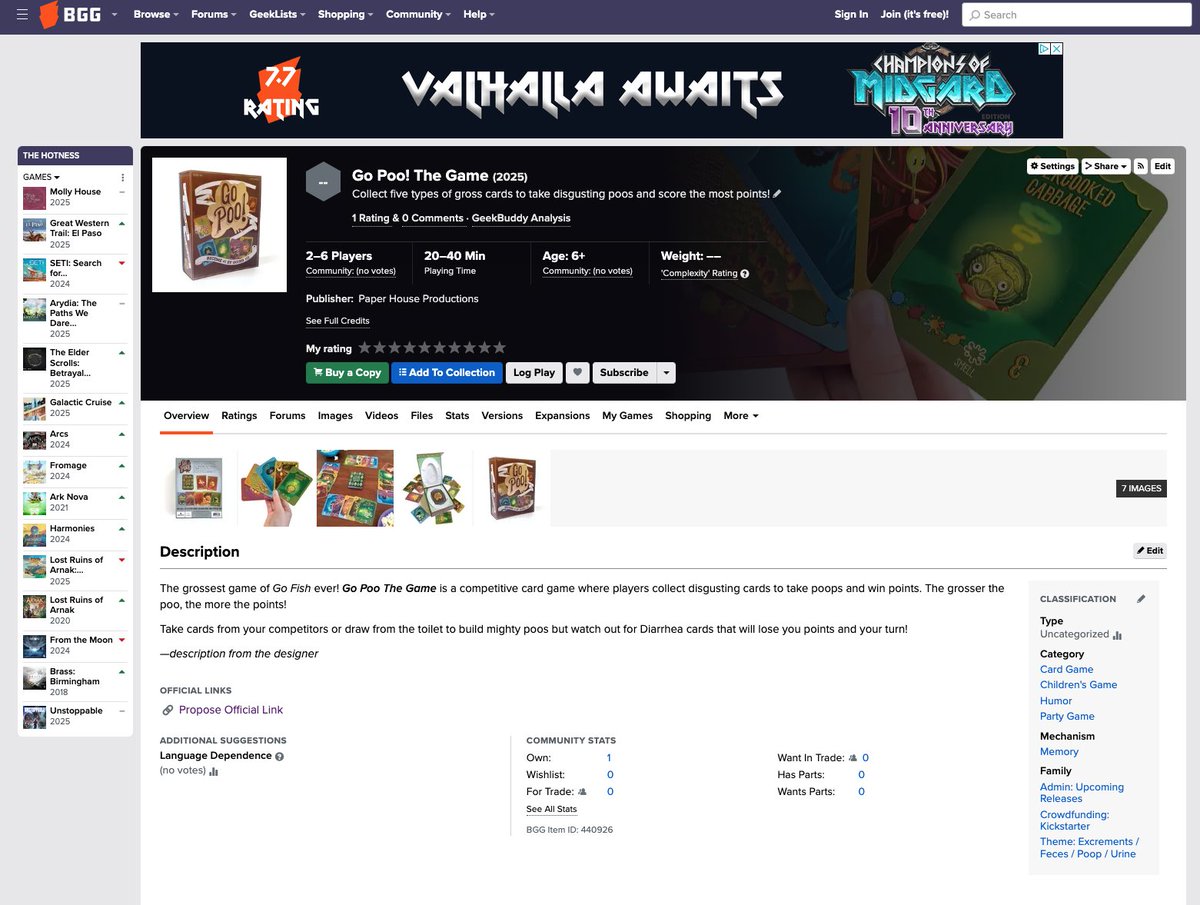 GoPooTheGame's tweet photo. Our @BoardGameGeek profile is up!

Come by and drop a rating!

💩https://t.co/r9pNch6GeJ

#BoardGame #BoardGames #TabletopGames #FamilyGameNight #BoardGameGeek #GameLover #FamilyFun #GameNight #PartyGame #PoopJokes #projectswelove #TabletopGaming #CardGames #GameNight #IndieGames https://t.co/9SyDPrjWfB