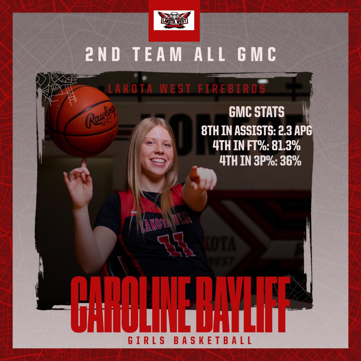Congratulations to junior guard <a href="/carolinebayliff/">Caroline Bayliff</a> on 2nd team All GMC!