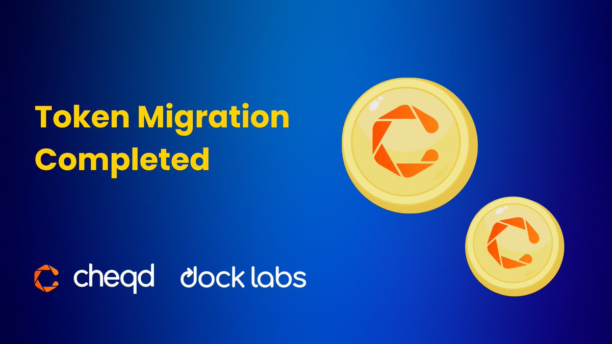 DOCK to cheqd Token Migration Completed!🚀

The $DOCK to $CHEQ token migration is now officially complete. Hopefully all $DOCK token holders had ample time to swap their tokens. Now that the window has closed, we’ve taken the final steps to finalise the process.

🔻Scroll