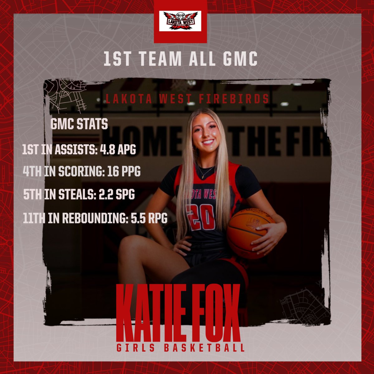 Congratulations to junior point guard <a href="/KatieFoxHoops/">Katie Fox</a> on 1st Team All GMC!