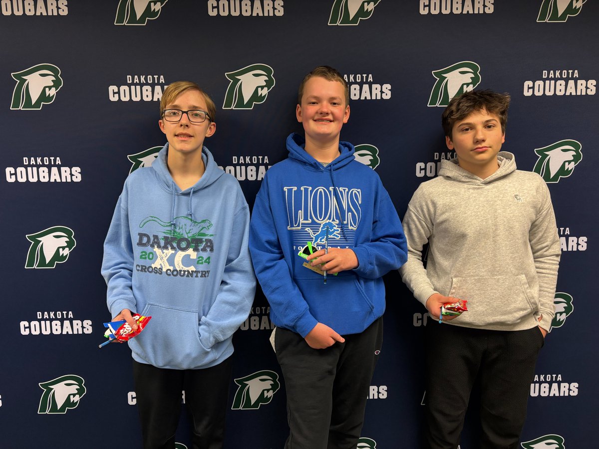 Congrats to Wesley, Colin, Santino, Jon (not pictured) and Anthony (not pictured) who were last week's Cougar PRIDE winners!