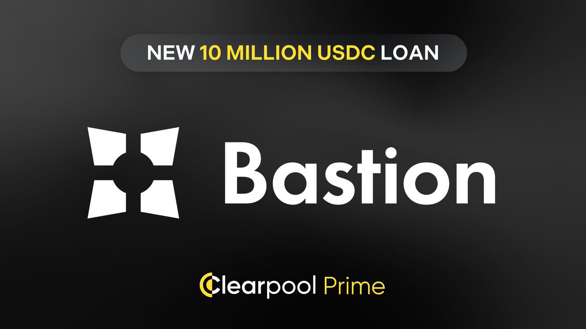 ClearpoolFin's tweet image. 📢 Breaking: @BastionTrading, a leading global digital asset trading firm and liquidity provider, has successfully secured a $10 million USDC loan on Clearpool Prime, the leading institutional-grade DeFi credit marketplace.

📈 This brings Total Loans Originated on Clearpool…