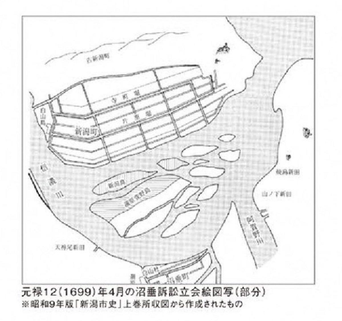 @magarimam @NOB065915717837 @beerlove_ryo もう一つ新潟の治水の歴史を学んで驚いたのは、江戸時代中期までは阿賀野川と信濃川は河口付近で合流してたってことです。
かつて阿賀野川は海岸沿いにある高い丘に阻まれて河口付近で大きく湾曲して信濃川に合流してたのを、江戸時代に日本海にまっすぐ注ぐように大掘削事業をして人工の河口作った…
