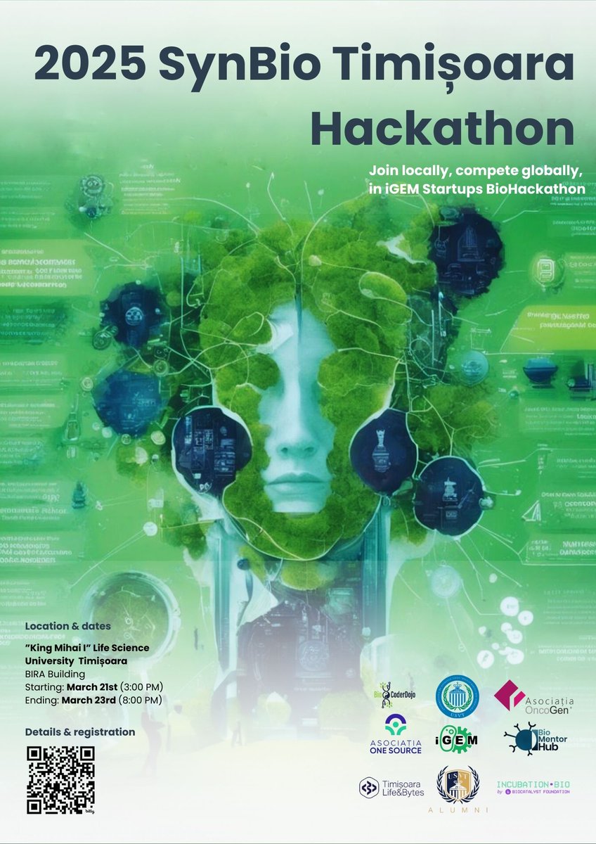BiocoderdojoT's tweet image. Join SynBio Timisoara Hackathon an on site event exploring the reals at the convergence of life science and computer science!
Registration: form.123formbuilder.com/6818509/synbio…