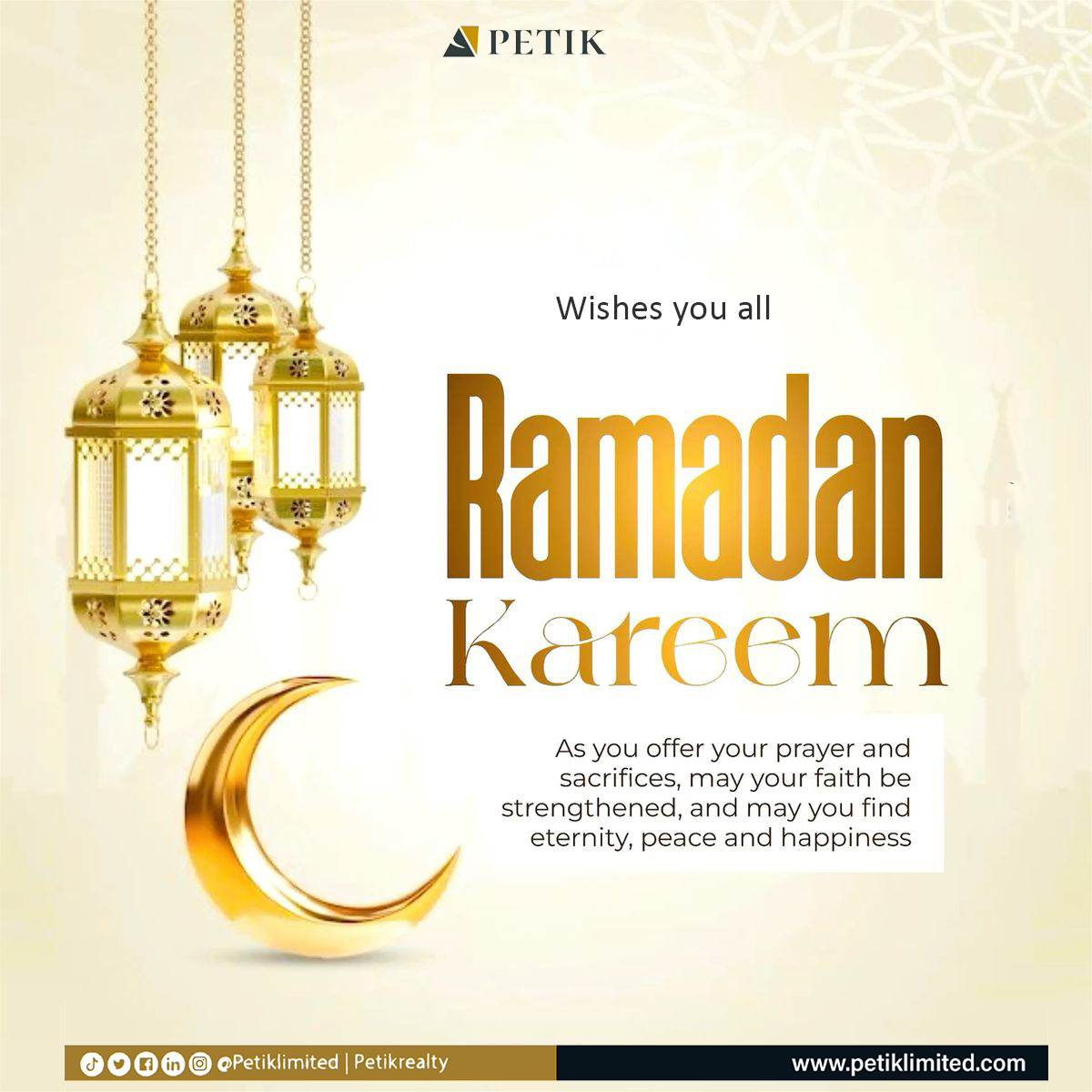 petiklimited's tweet photo. From all of us @ Petik Limited, we use this medium to whish all our new &amp; existing client's Happy Ramadan kareem
#holymonth #muslim #ramadam #realestate #petiklimited #kareem #Petiklimitedfamily #Petikrealty  #realestatelagos #Estate #land #realtors #realty #2025 #Ibadan https://t.co/GOsuFDjOiC