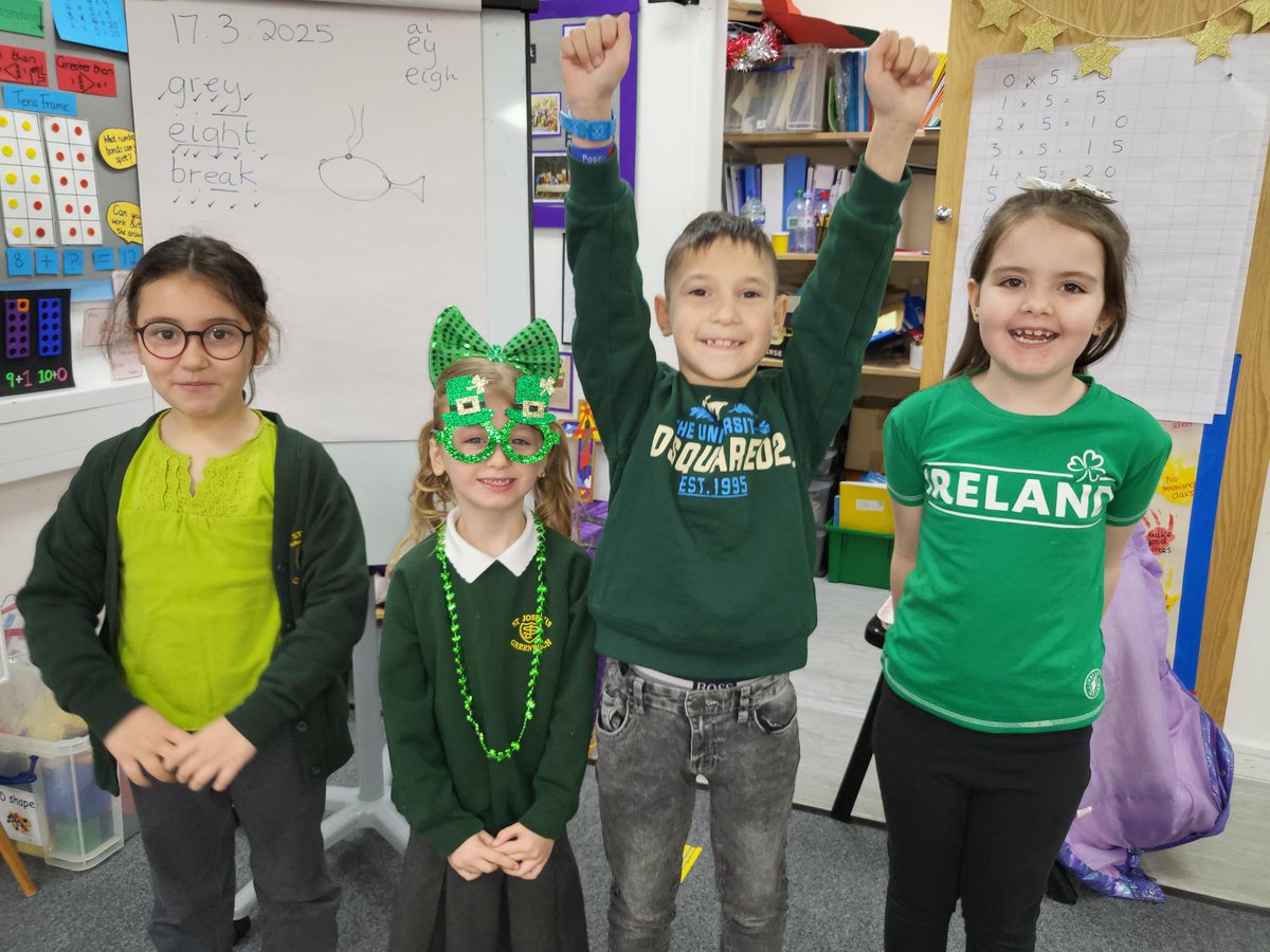 It's St Patricks day, and today, even though our uniform is green, to celebrate in our own way, our children came to school in something different -  a green t-shirt, green hairbands and green socks! #StPatricksDay