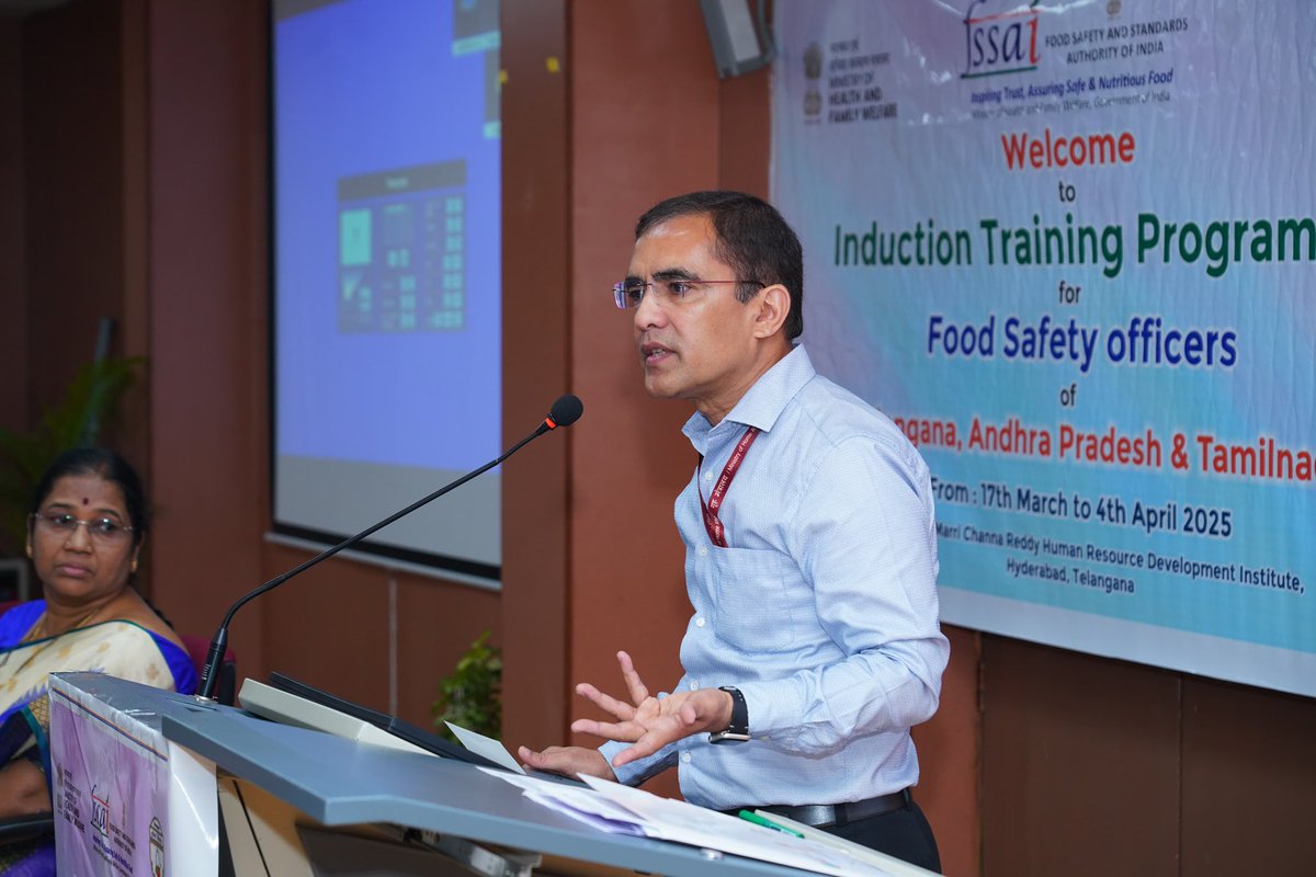 fssaiindia's tweet photo. Induction Training Programme for Food Safety Officers from Telangana, Andhra Pradesh &amp; Tamil Nadu kicked off today at Hyderabad. The inaugural ceremony witnessed the presence of Mr. U.S. Dhyani,Executive Director, FSSAI; Mr. R.V. Karnan, IAS, Commissioner Food Safety, Telangana. https://t.co/gvquJCZrXo
