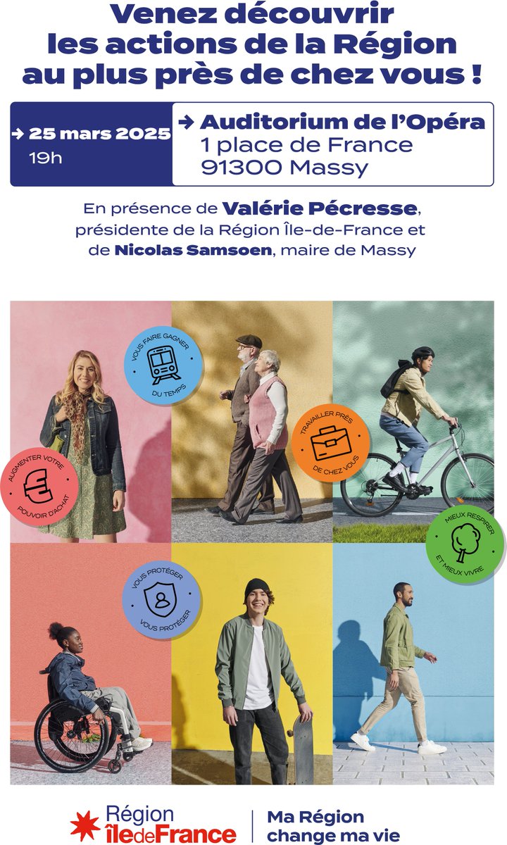 Ville de Massy (@villedemassy) on Twitter photo 📢 La Région <a href="/iledefrance/">Région Île-de-France</a> organise une grande réunion publique en présence de <a href="/vpecresse/">Valérie Pécresse</a> et de <a href="/nicolas_samsoen/">Nicolas SAMSOEN</a> pour découvrir les actions de la Région et poser toutes vos questions sur les projets qui vous concernent.
📅 25 mars à 19h
📍 Opéra de Massy
#Massy #RéunionPublique 📢 La Région <a href="/iledefrance/">Région Île-de-France</a> organise une grande réunion publique en présence de <a href="/vpecresse/">Valérie Pécresse</a> et de <a href="/nicolas_samsoen/">Nicolas SAMSOEN</a> pour découvrir les actions de la Région et poser toutes vos questions sur les projets qui vous concernent.
📅 25 mars à 19h
📍 Opéra de Massy
#Massy #RéunionPublique