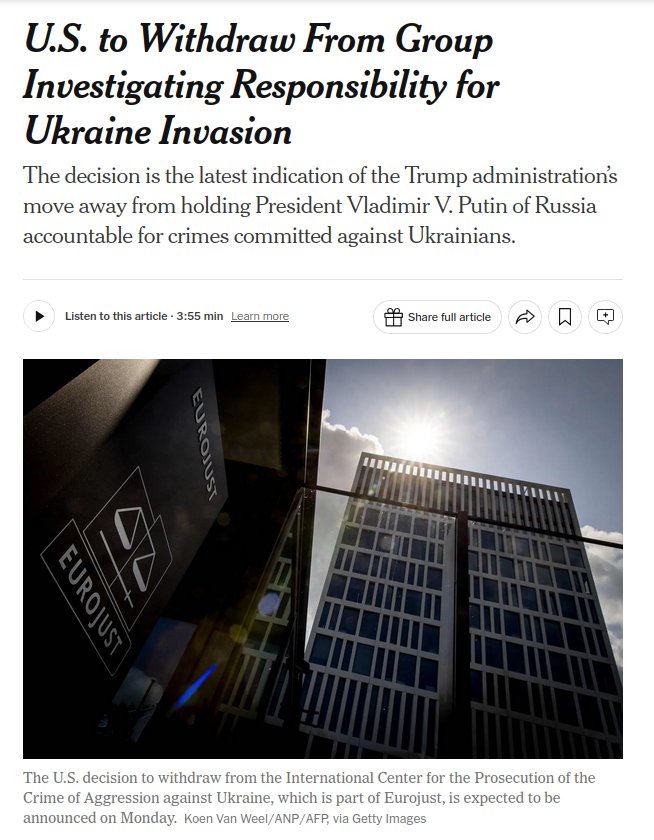 #Ukraine: les Etats Unis se retirent du groupe d enquête sur les responsabilités dans.le début de la guerre en Ukraine. Et dans les crimes de guerre. Ceci est un beau cadeau au Kremlin