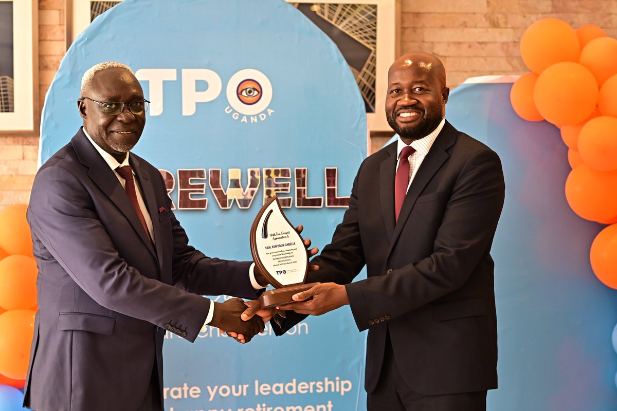 TpoUg's tweet photo. Last week was a mix of emotions- sadness to leave &amp; hopeful future as we bid farewell to outgoing Board Chairperson @TpoUg #CanKenOdurGabelle after #6Years of #GreatService. He's celebrated for developing #StrategicPlan2022-2027 themed 'Consolidating the Gains’ #RestoringHope https://t.co/Wqj4Ad4JfQ