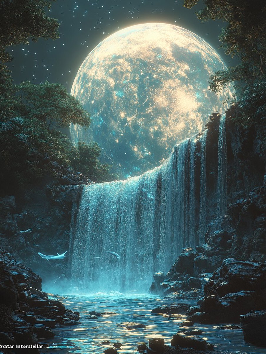 Irish_mail's tweet image. #LunarMagic  
#EtherealWaterfall  
#FantasyNature  
#CelestialGlow  
#AIArtistry  
#DreamlikeScenery  
#MoonlitWaters  
#SurrealWorlds  
#MysticLandscapes  
#OtherworldlyBeauty