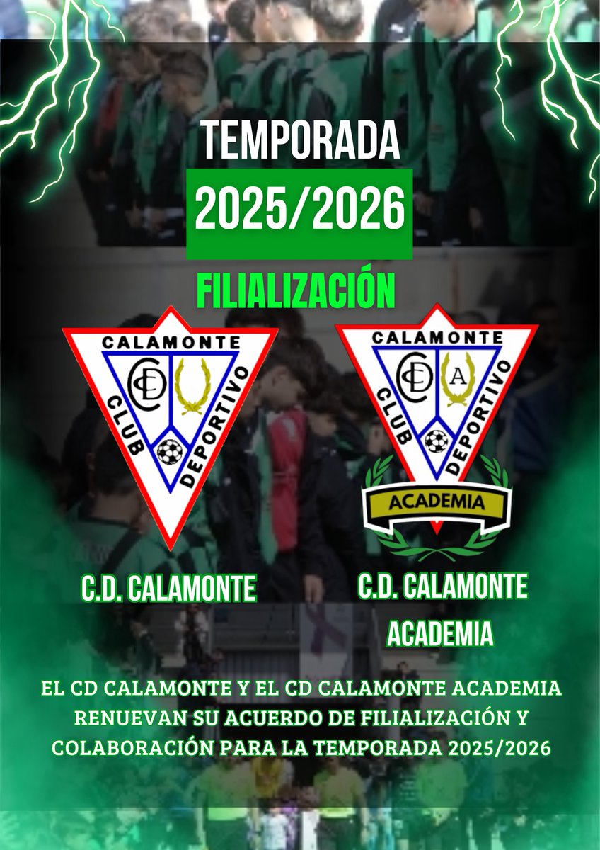 <a href="/CDCAcademia2024/">C. D. CALAMONTE ACADEMIA</a> y <a href="/CCalamonte/">CD Calamonte</a> renuevan su acuerdo de FILIALIZACIÓN para la temporada 2025/2026