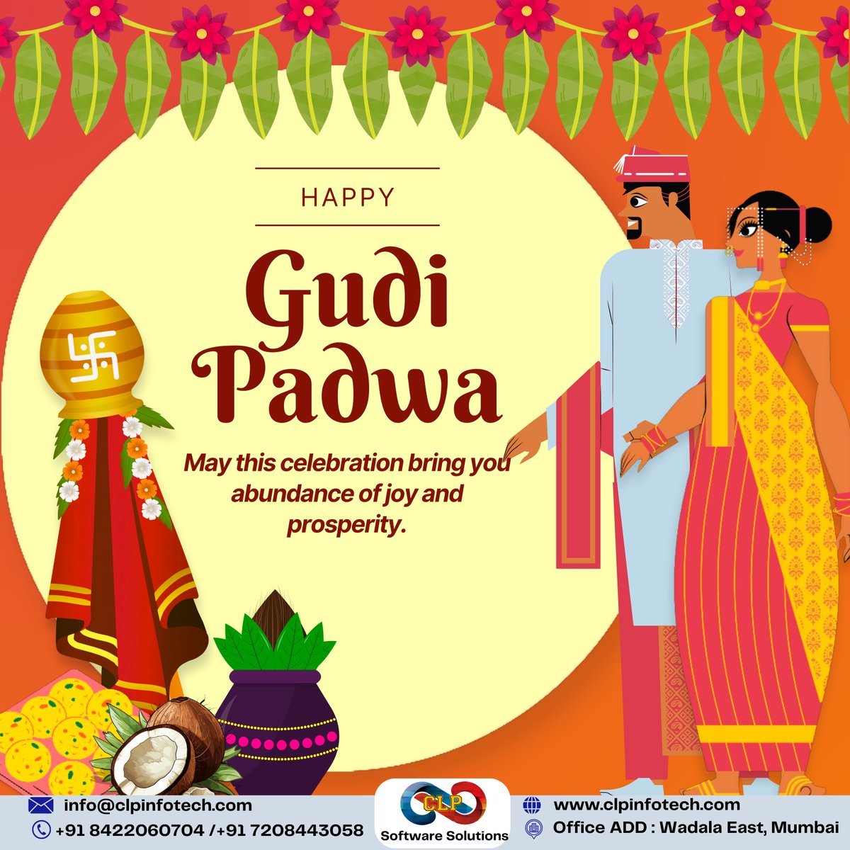 clp_infotech's tweet photo. 🌸✨ Celebrate New Beginnings with CLP Infotech! ✨🌸
May this Gudi Padwa bring success, happiness, and prosperity to all! 🚀💡 #NewsUpdate #SuccessWithCLP

#GudiPadwa #happygudipadwa #festivevibes #new #clpinfotech #DigitalGrowth #prosperity #festivalofmaharashtra🎉🎊 https://t.co/KT5Po3cLQH