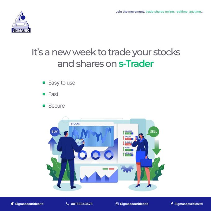 sigmasecurities's tweet photo. ๐ขNew Week, New Trades!
Kickstart your week by trading stocks & shares on S-Trader, your gateway to seamless investing!
Why choose Sigma Securities?
โ
Secure & reliable platform
โ
Expert market insights
โ
Real-time trading
Start trading today.
#TradeWithSigma #STrader https://t.co/upb1IZn2j2