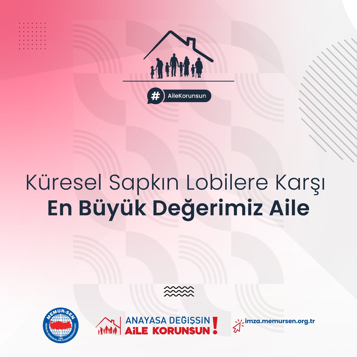 Aile yapımız tehdit altında.
Eşcinselliği meşrulaştırmaya çalışan projelere karşı net bir duruş sergile. Aile değerlerini koru, nesline sahip çık.

#AileKorunsun

Kampanyaya destek olmak için: imza.memursen.org.tr