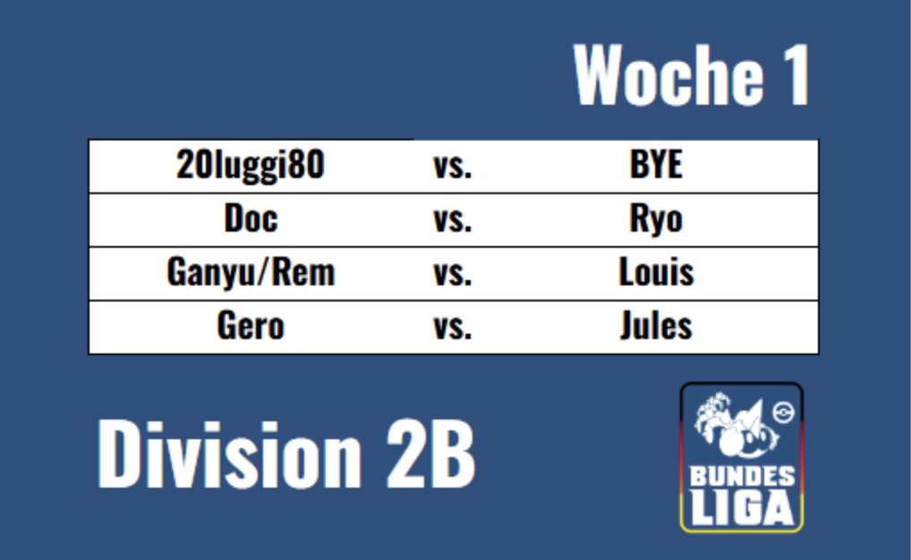 Herzlich willkommen zum ersten Spieltag der VGC Bundesliga Saison 8! 🎉
Wir sind schon super hyped, also taggt uns gerne in all euren BuLi-Posts 🤩
Hier mal ein Einblick in die oberen Divisionen - welche Spieler sehen wir wohl in unserem ersten Match of the Week? 👀