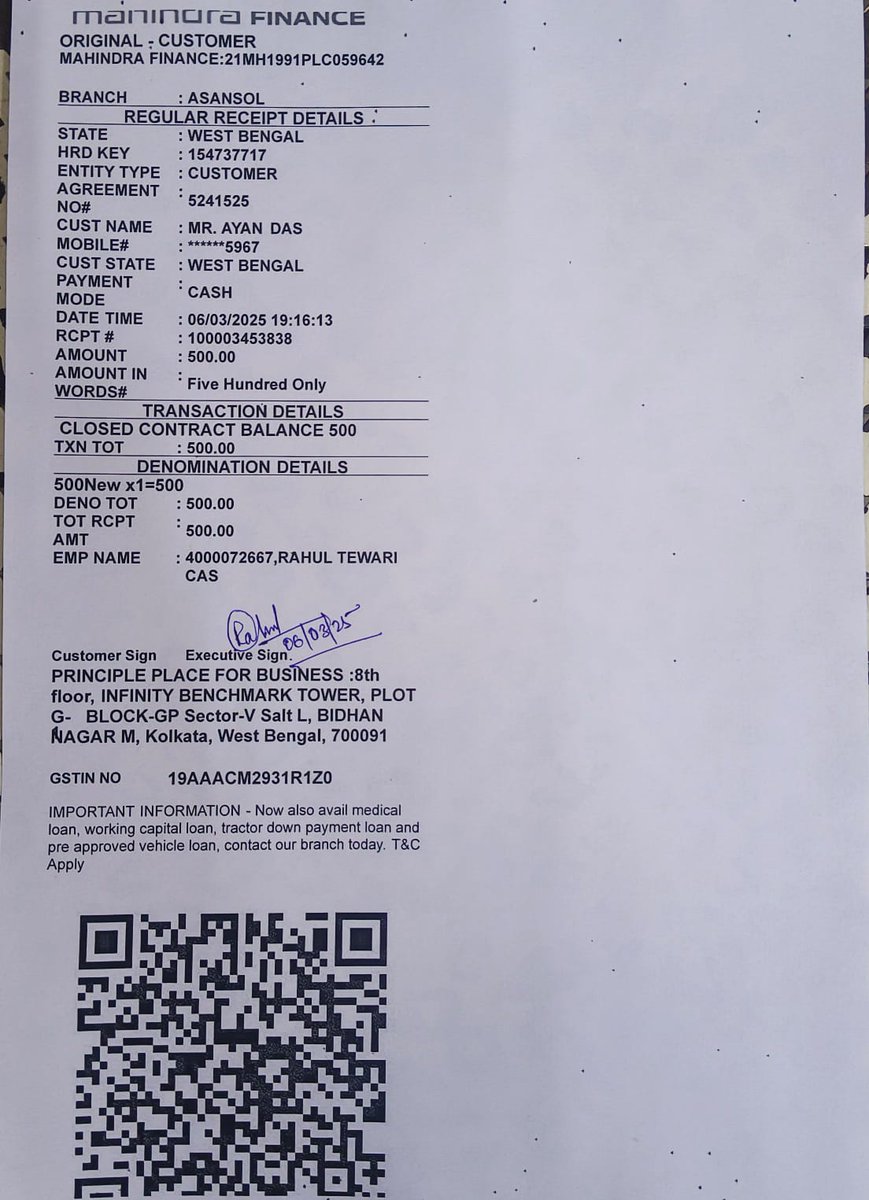 ayan_geo's tweet photo. @MahindraFin @anandmahindra @MahindraRise 
1) Loan Account No- 5241525
2) NoC Number- 401115460
3) NoC Date- 13.01.2024.
4) Vehicle No- WB38AN1201
I have submitted Rs. 500/- fees also for a Duplicate NoC on 6.3.25 but till date no response . Frustrating https://t.co/Ft1c5ZhewT