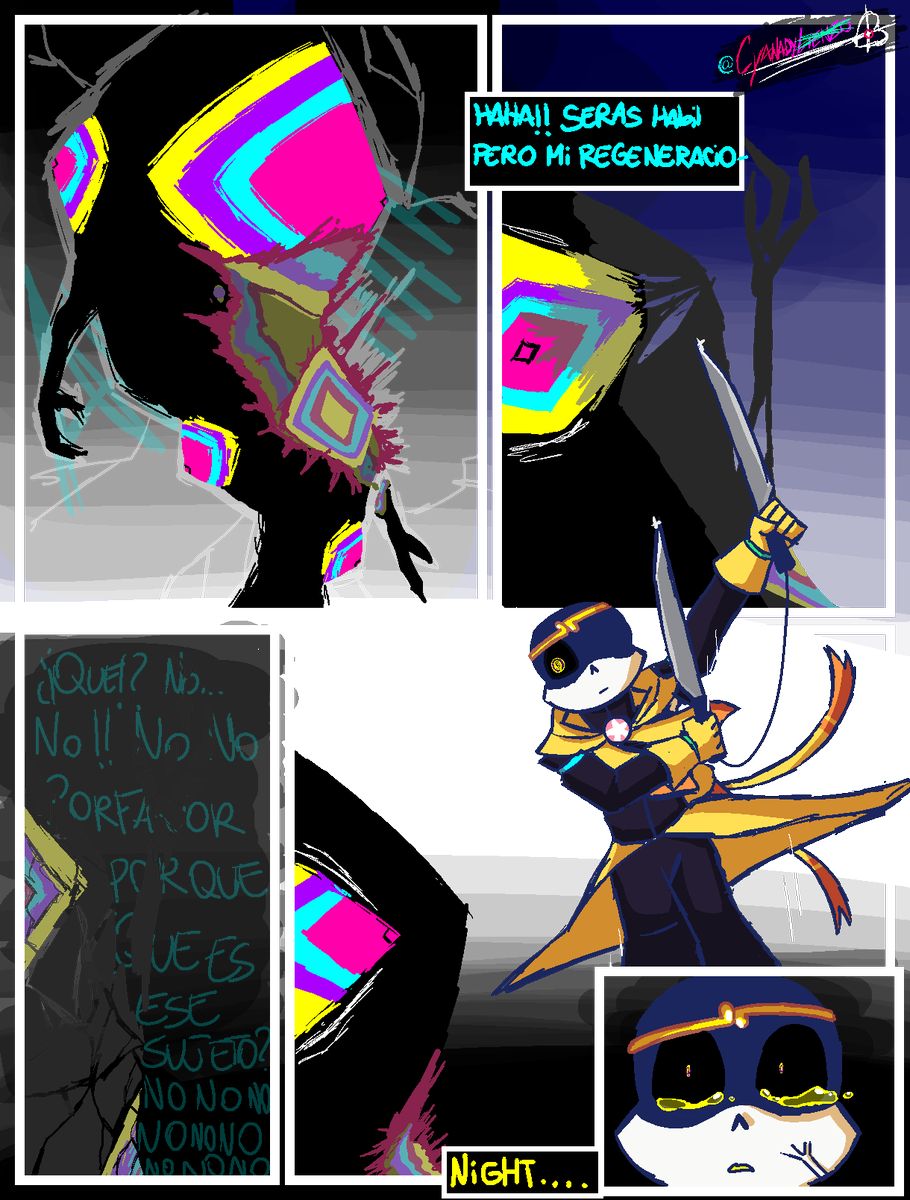 Cyanady's tweet photo. Un lugar del sueño pag 41 una simple pesadilla no puede con el guardian positivo #dreamtale #dreamsans #underverse #comic #undertale #undertaleau #painting #dreamcore #Underverse #dreamtalebrother #undertaleAU #undertale_AU #comic #dream_sans #Au #comicfan https://t.co/HKsRmwP4Ra