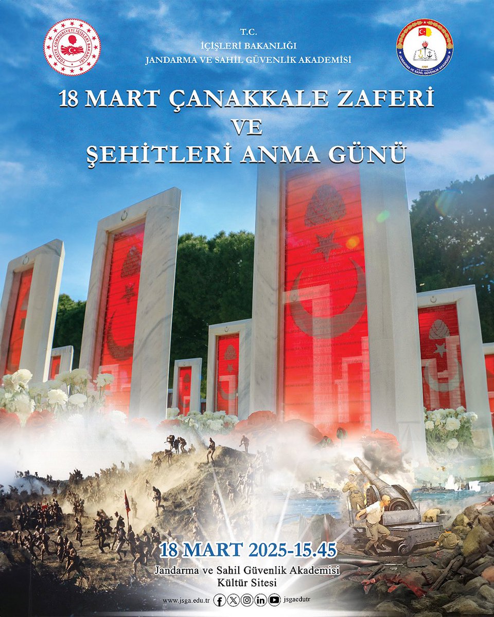 jsgaedutr's tweet photo. 18 Mart 2025 tarihinde, JSGA Başkanlığında "18 Mart
Çanakkale Zaferi ve Şehitleri Anma Günü Programı"
düzenlenecektir. https://t.co/N1zXBWyp98