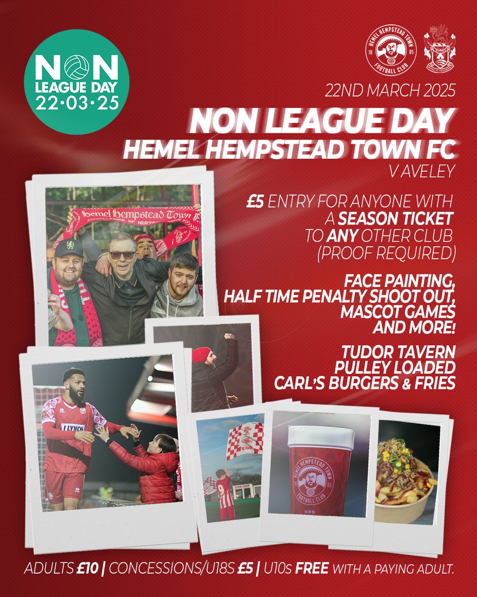 Hemel Hempstead Town FC (@hemelfc) on Twitter photo ๐ ๐ต๐ฌ๐ฟ๐ป ๐ผ๐ท @ ๐ป๐๐ ๐ญ๐๐๐๐ | ๐ต๐๐-๐ณ๐๐๐๐๐ ๐ซ๐๐! ๐จ
For our NLS Fixture v Aveley FC we'll be taking part in Non-League Day 2025 - a chance to get more people in the community supporting their local club!
๐๏ธ app.fanbaseclub.com/Fan/Tickets/Seโฆ
#COYT ๐ ๐ต๐ฌ๐ฟ๐ป ๐ผ๐ท @ ๐ป๐๐ ๐ญ๐๐๐๐ | ๐ต๐๐-๐ณ๐๐๐๐๐ ๐ซ๐๐! ๐จ
For our NLS Fixture v Aveley FC we'll be taking part in Non-League Day 2025 - a chance to get more people in the community supporting their local club!
๐๏ธ app.fanbaseclub.com/Fan/Tickets/Seโฆ
#COYT
