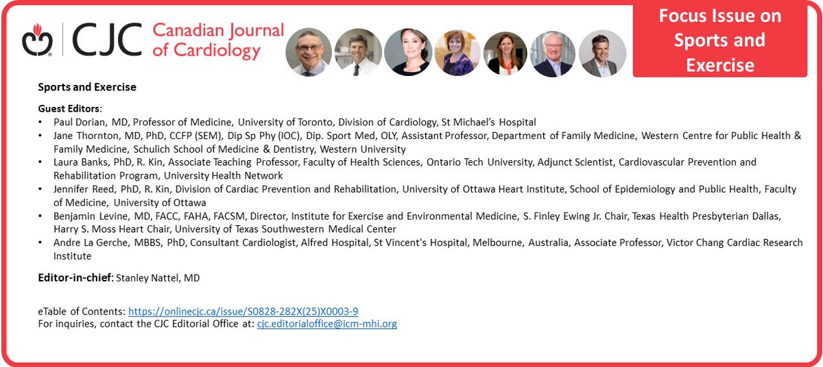 📄 #HotOffThePress! Read the latest #CJC press release ⬇️
Sports Cardiologists Call for Patient-Centered Approach to Optimizing Cardiovascular Health through Regular and High-Level Physical Activity 
onlinecjc.ca/content/latest…

Full March issue of #CJC on Sports and Exercise ⬇️
