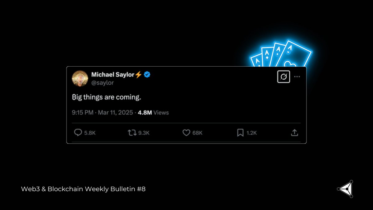 DIGARD Web3 &amp; Blockchain Weekly Bulletin #8 is LIVE!

Your Weekly Dose of DIGARD &amp; Web3: Market Insights, Tech Updates &amp; Ecosystem News. Here’s everything you need to know 👇

🔹 Michael Saylor teased "₿ig things are coming", hinting at Bitcoin’s potential to drive U.S. economic