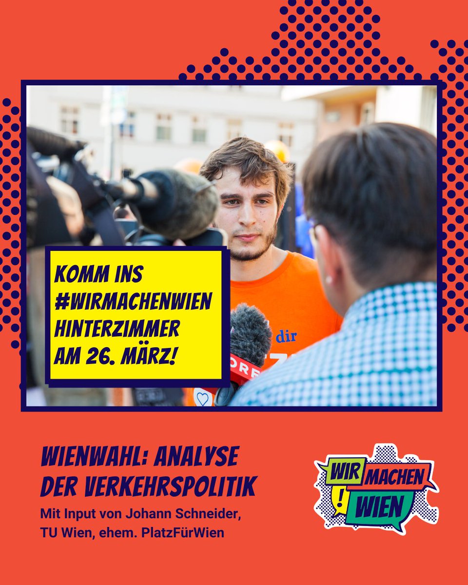 Wir machen Wien! (@wirmachenwien) on Twitter photo Wer transformiert Wien? Im März-Hinterzimmer analysieren wir gemeinsam die Wiener Verkehrspolitik in Hinblick auf die Wahl. Dabei begrüßen wir Johann Schneider von der TU Wien, der schon bei PlatzFürWien aktiv mit an Bord war. Wer transformiert Wien? Im März-Hinterzimmer analysieren wir gemeinsam die Wiener Verkehrspolitik in Hinblick auf die Wahl. Dabei begrüßen wir Johann Schneider von der TU Wien, der schon bei PlatzFürWien aktiv mit an Bord war.