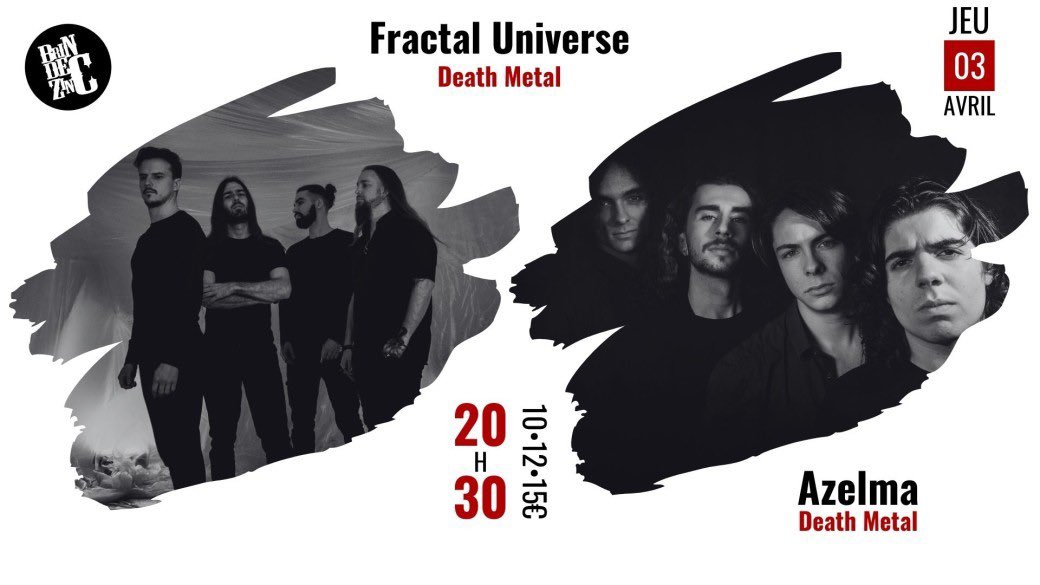 🔥NOUVEAU CONCOURS🔥
<a href="/BrinDeZinc/">Le Brin de Zinc</a> et <a href="/SueurDeMetal/">Sueur De Metal</a> vous font gagner 2x1 places (donc 2 gagnants) pour le concert de FRACTAL UNIVERSE et AZELMA le 3 avril à Barberaz (73), jusqu’au 24 mars 10h, ici :
sueurdemetal.com/concours/fract…
N’hésitez pas à tenter votre chance et partager l’info 😃
