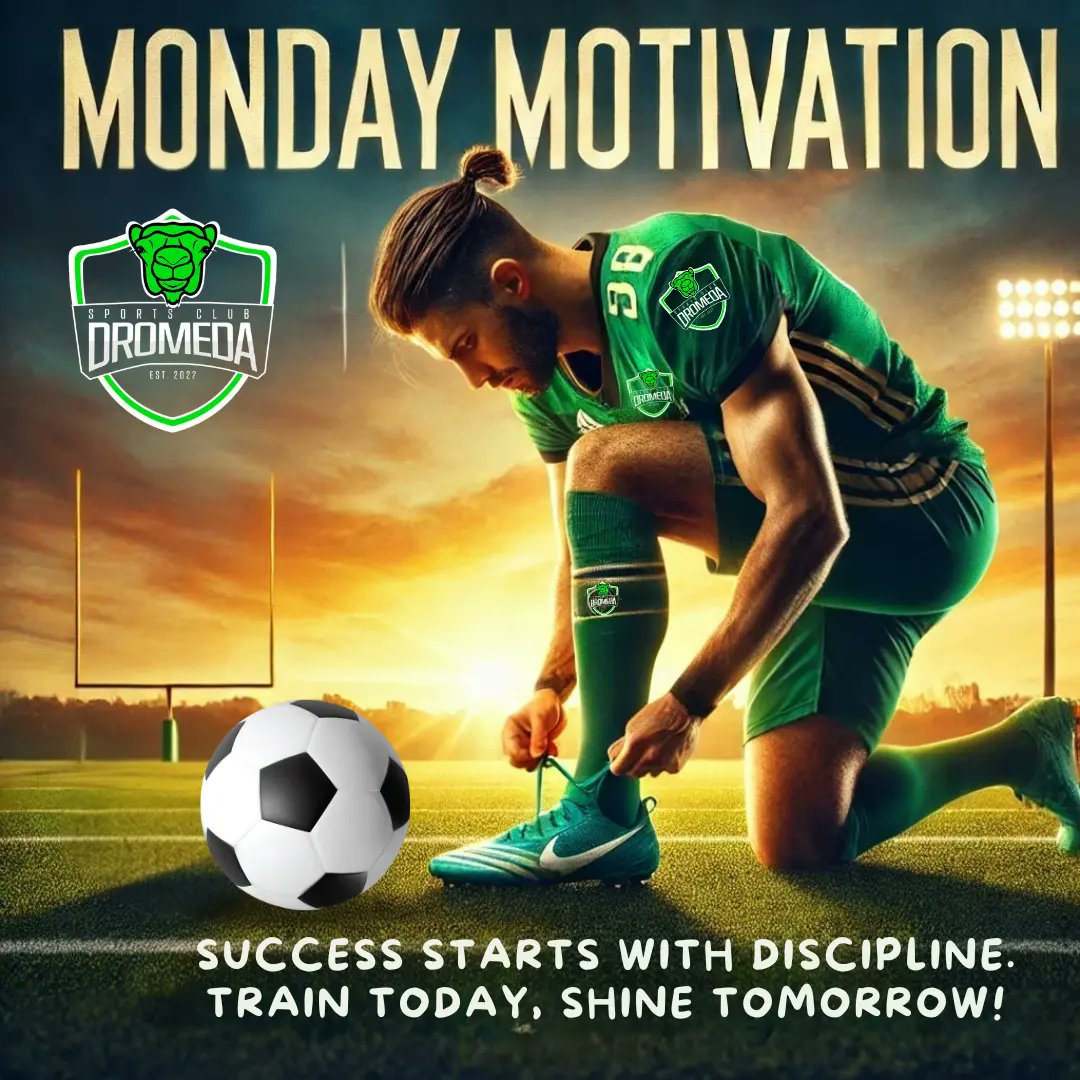 Dromeda_Sports's tweet photo. Rise and Grind ⚽💪 Discipline today leads to victories tomorrow. Keep pushing, keep training, and never lose sight of your goals🏆
#MondayMotivation #DromedaSC #TrainToWin https://t.co/PxKJayQOed
