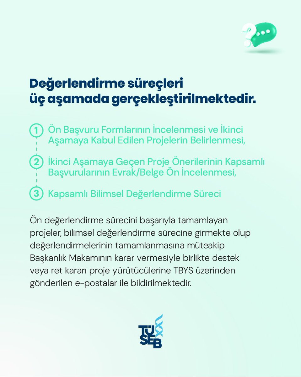 BAŞVURULARIN DEĞERLENDİRME SÜRECİ NASIL İŞLEMEKTEDİR?

#TÜSEB #ProjeDestekleri