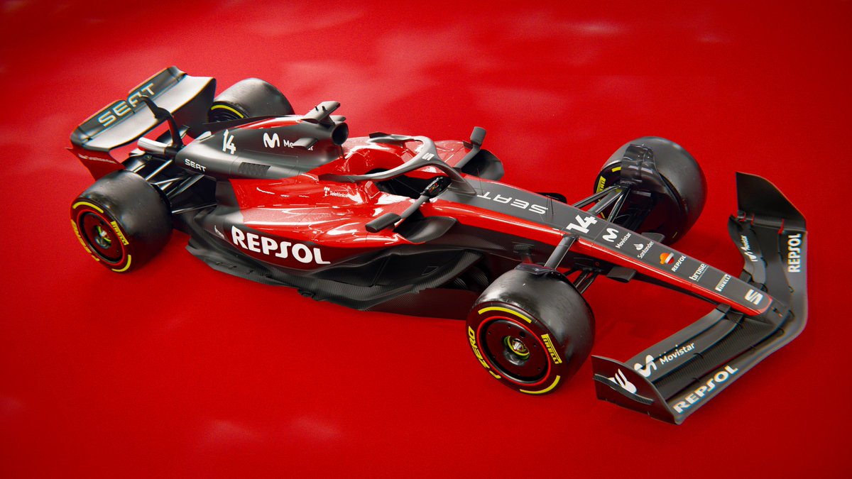 skolvic's tweet photo. Since the 2025 F1 season already started, I decided to remake an #F1 livery that I made several years ago. 

So here's the new version of the #SEAT F1 livery that I made in 2021 on a new model.

#f175 #Formula1 #seatcupra #b3d #blender https://t.co/C5wI4GVmW2