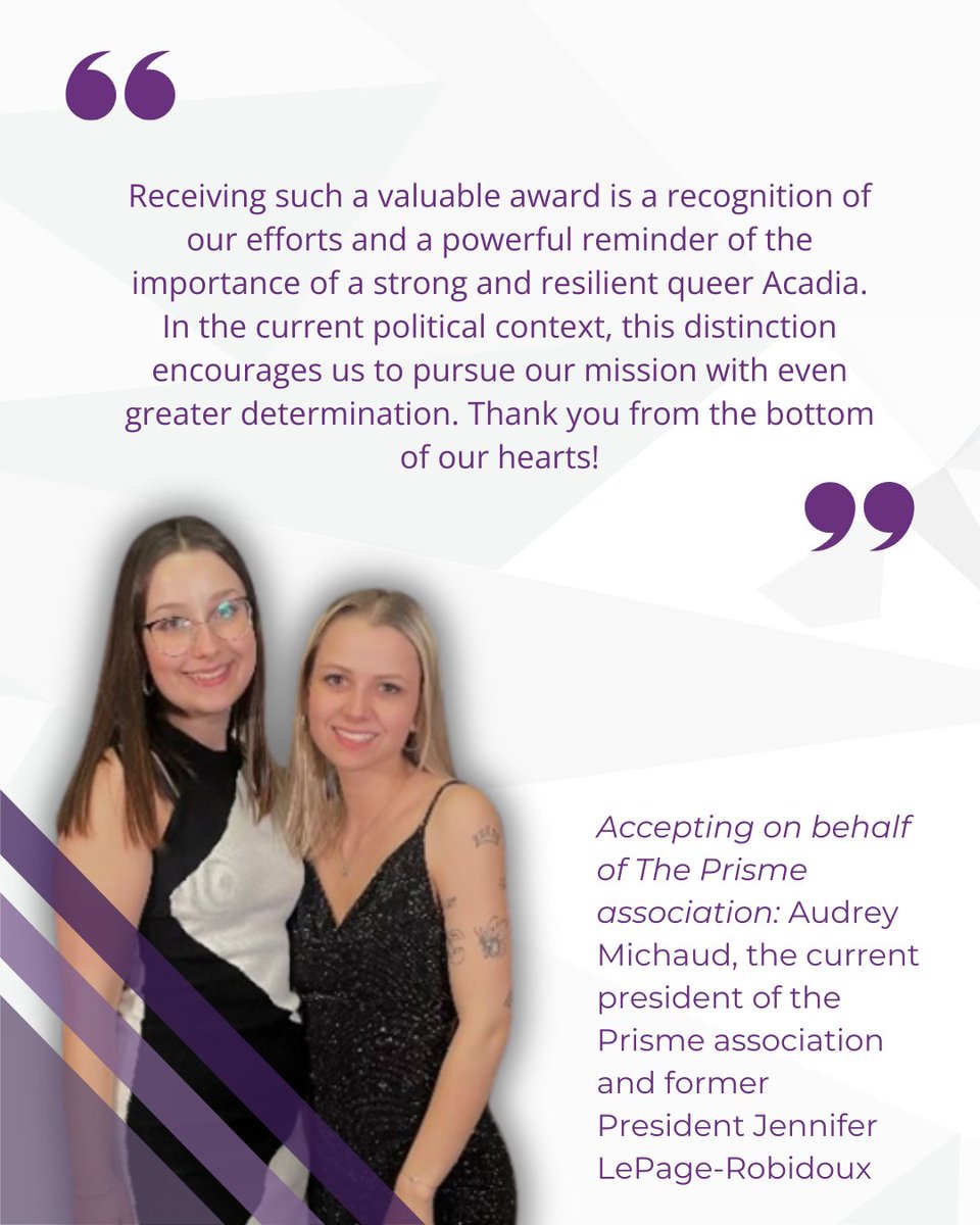 Meet the 2025 VIVE Awards Youth Champion 💜 

Prisme (Université de Moncton)   

🎉 Congratulations!  

Learn more about the incredible work that Prisme has accomplished for gender equality in their community: www2.gnb.ca/content/gnb/en…