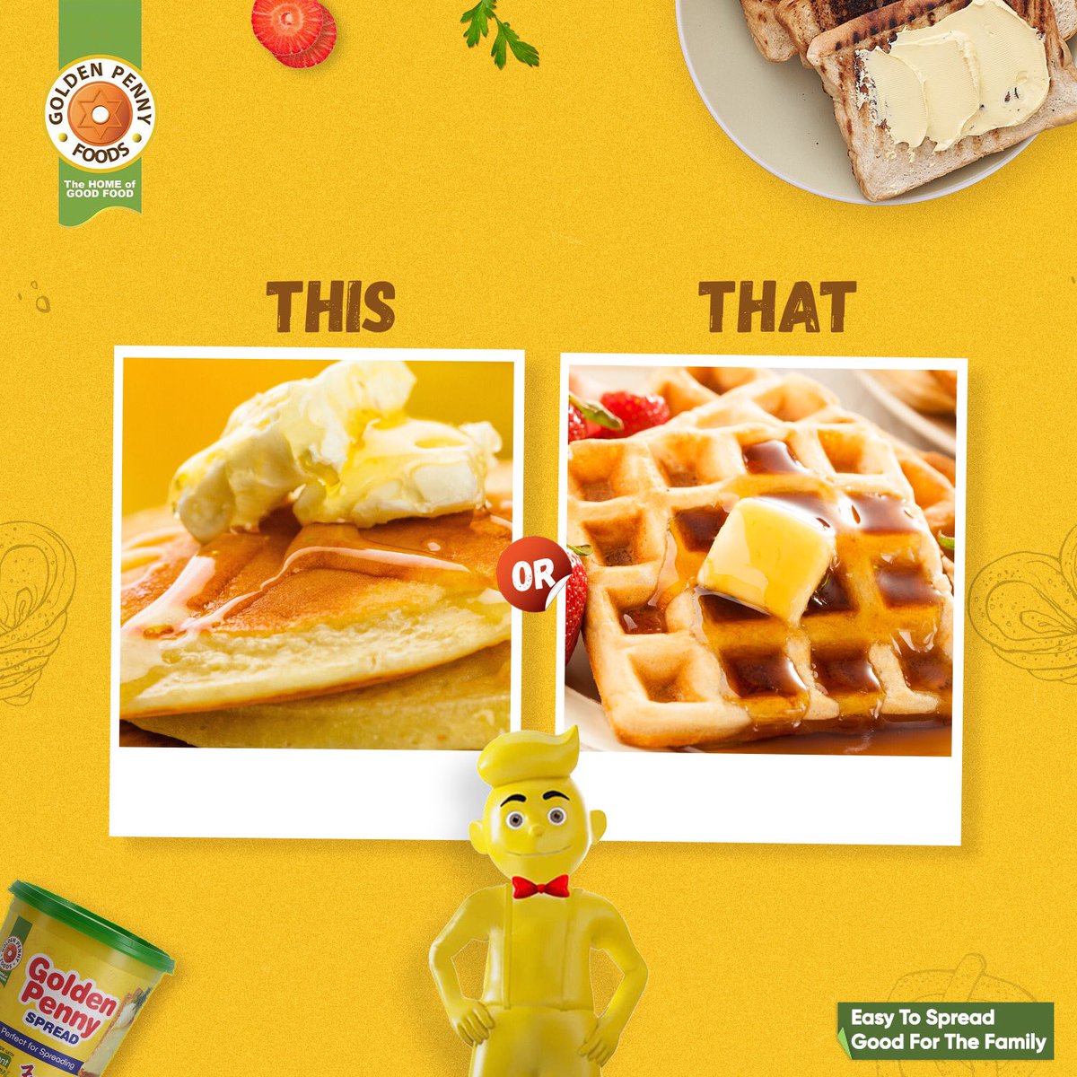 GpennySpreads's tweet photo. Pancakes vs. Waffles - the ultimate breakfast showdown!
We know it’s difficult to choose, but if you had to… which one are you picking?
Drop your answer below!
#GoldenpennySpread
#EasyToSpread
#GoodFortheFamily https://t.co/8Q2l7VdCVd