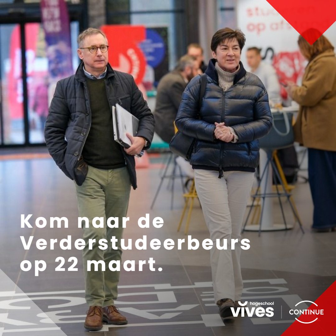 De Verderstudeerbeurs is een initiatief van de Associatie KU Leuven, waar wij deel van uitmaken. Ontdek er alle mogelijkheden om verder – of opnieuw – te studeren na een graduaats-, bachelor- of masteropleiding. 

Zaterdag 22 maart van 10u tot 15u
 vives.be/nl/over-vives/…