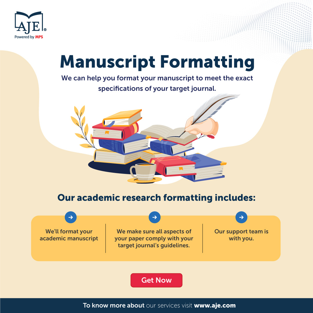 Make submission effortless! AJE’s Manuscript Formatting Services ensure your research meets your target journal’s exact requirements. hubs.ly/Q03c2m1D0

#SubmitWithConfidence #manuscript #journal #services