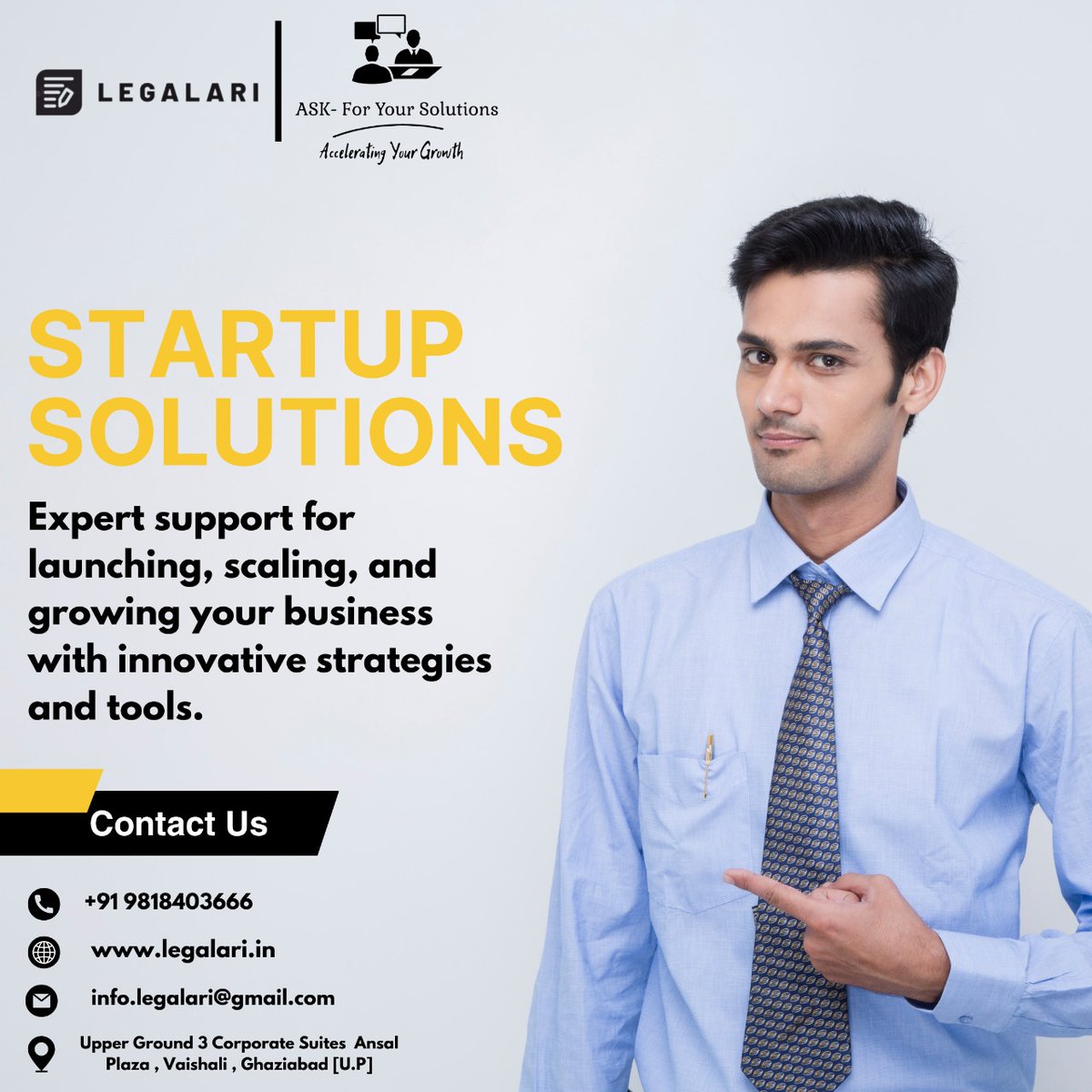 Legalarillp's tweet image. Kickstart your business with expert #StartupSolution services from Legalari! 🚀 From registration to compliance, we’ve got you covered.