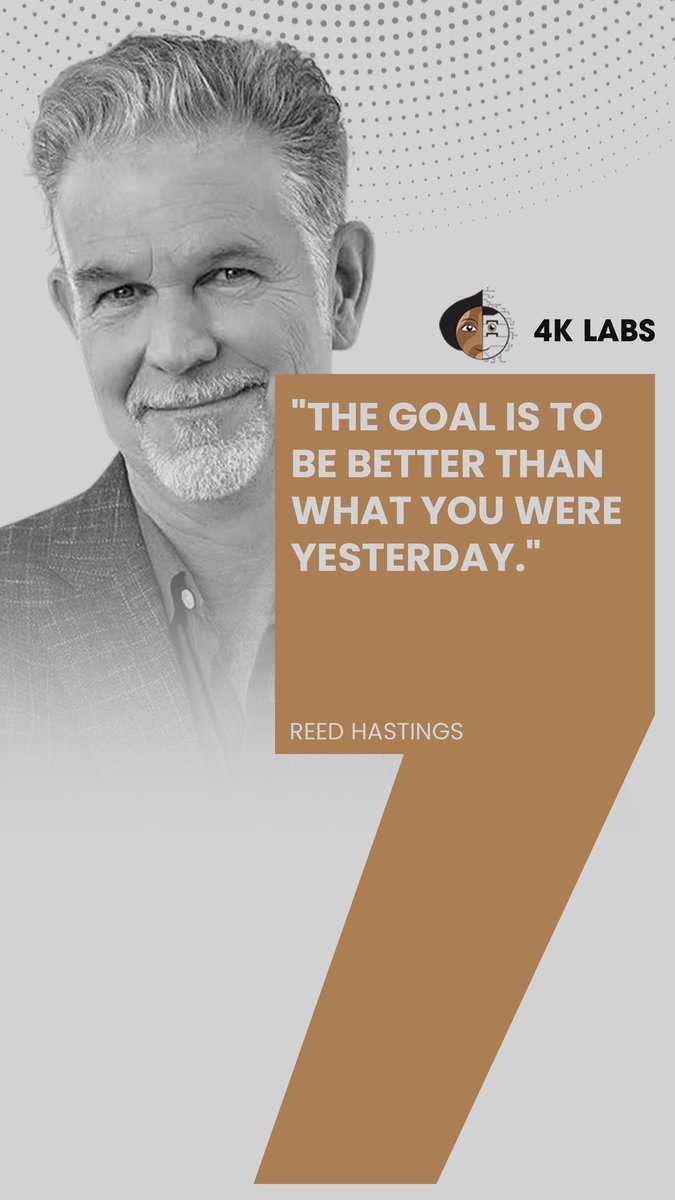 "The goal is to be better than what you were yesterday." – Reed Hastings 💡 Keep evolving, keep improving! #GrowthMindset #Success