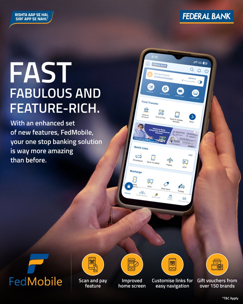 FederalBankLtd's tweet photo. Check out the amazing new features of FedMobile. Download now!
Visit: https://t.co/glm7RWU1Ij to download.
#FederalBank #FedMobile https://t.co/cFEuUUidiT