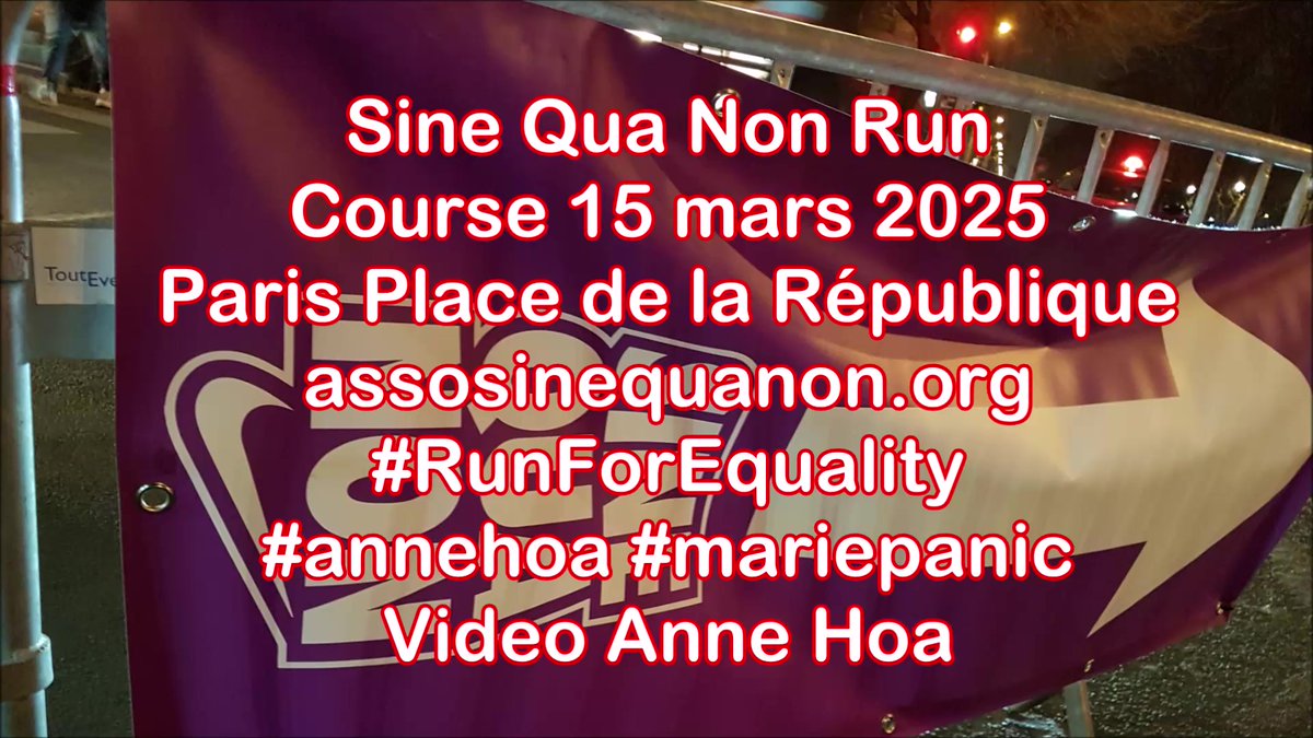 mariegendron's tweet image. Sine Qua Non Run Course 15 mars 2025 #assosinequanon #RunForEquality #mariepanic #annehoa Video Anne Hoa Paris République assosinequanon.org + Playlist youtube.com/watch?v=5sDbzE… + video youtube youtube.com/watch?v=5sDbzE…