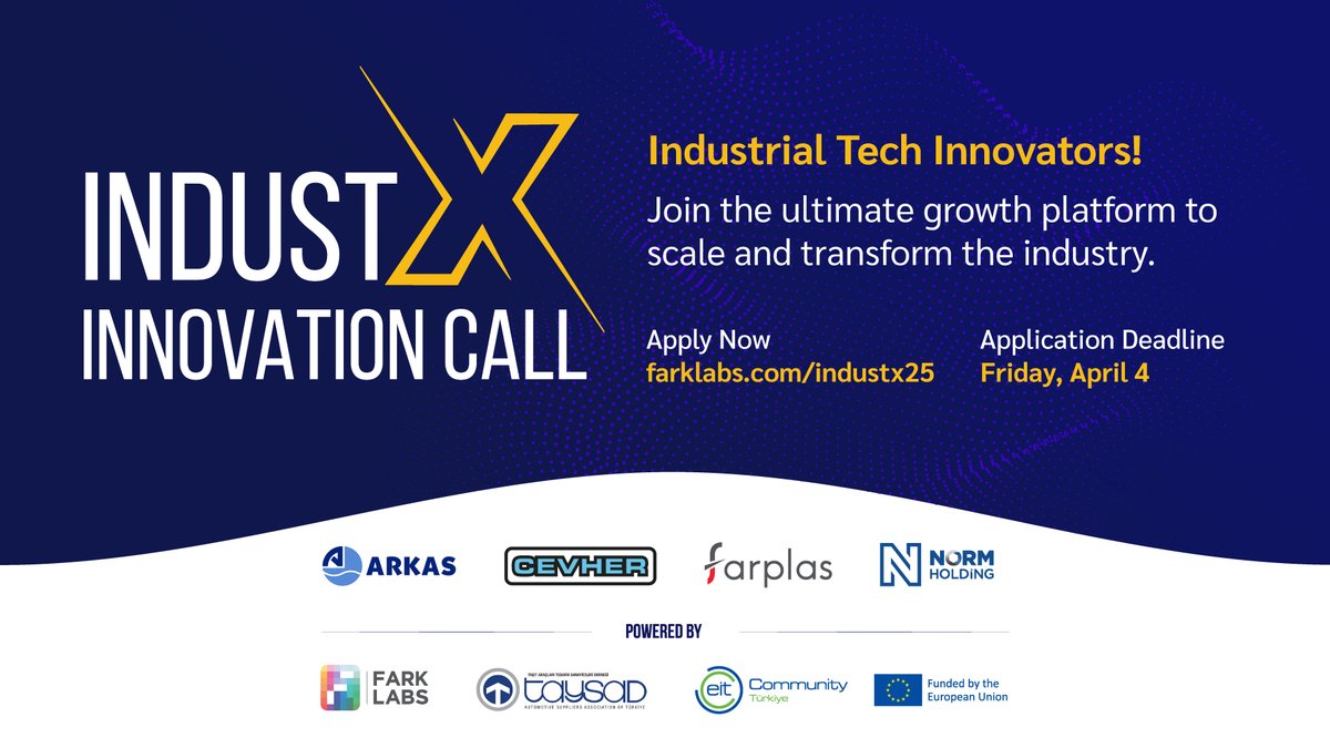 📢 Calling All Industrial Tech Innovators! 🚀 Are you ready to scale and transform the industry? Join #IndustX Innovation Call, the ultimate growth platform for cutting-edge industrial technology! 
 
 📅 Application Deadline: Friday, April 4
 📩 Apply now: farklabs.com/industx25