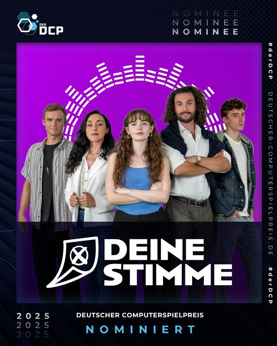 Wow! 😮Wir sind mit "Deine Stimme" für den #derDCP nominiert - und das gleich in zwei Kategorien.  Ich freue mich narrisch darüber, dass ein Spiel zu Demokratiebildung beim Preis vertreten sein wird - vor allem in diesen turbulenten Zeiten. Danke! 💖 (youtu.be/jzTRlK1higU)