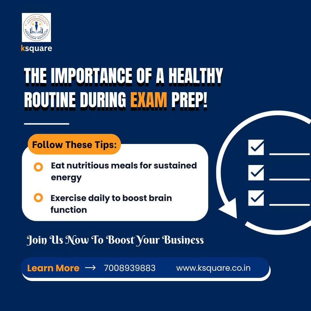 Ksquarecareer's tweet photo. The Importance of a Healthy Routine During Exam Prep!

#Ksquare #KsquareCareerInstitute #ExamPrep 
#neetpg2025  #WeSupportKakaJi
#Banwaqfboard #Cash4Vote
#HonorTechInsolvency #SachinTendulkar 
#TamannaahBhatia #TEN_BAMBOLA
#RashmikaMandanna #RunBTS_POLY #THEBOYZ https://t.co/PxNOSm6KDg