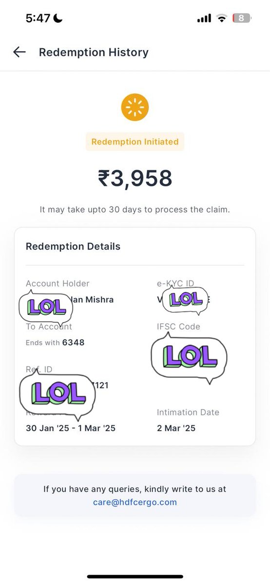 UnknownMedico2's tweet photo. Got my apple watch under India Gets Moving @HDFCERGOGIC not processing my 3rd refund even after completing my steps genuinely 
Even the grievance team is not replying #Scammed #hdfcergoscam 
Not giving money after 15 days of claim
Don't buy any policy from them
Such a scam https://t.co/5Pz0OSht2Y