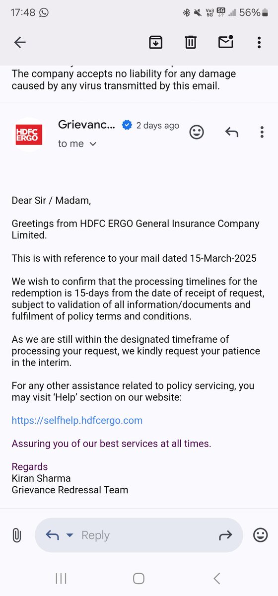 UnknownMedico2's tweet photo. Got my apple watch under India Gets Moving @HDFCERGOGIC not processing my 3rd refund even after completing my steps genuinely 
Even the grievance team is not replying #Scammed #hdfcergoscam 
Not giving money after 15 days of claim
Don't buy any policy from them
Such a scam https://t.co/5Pz0OSht2Y