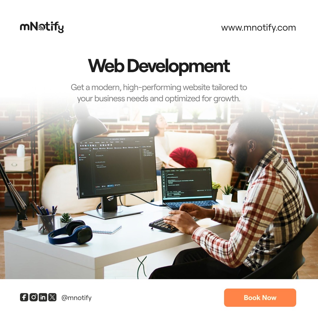 Elevate Your Online Presence with mNotify!

Let’s bring your vision to life! 🚀

🔗 Book Now: bit.ly/mNoitfyWebDev
📩 Follow us: <a href="/mnotify/">M N Otify</a>

#WebDevelopment #mNotify #BusinessGrowth #TechSolutions
