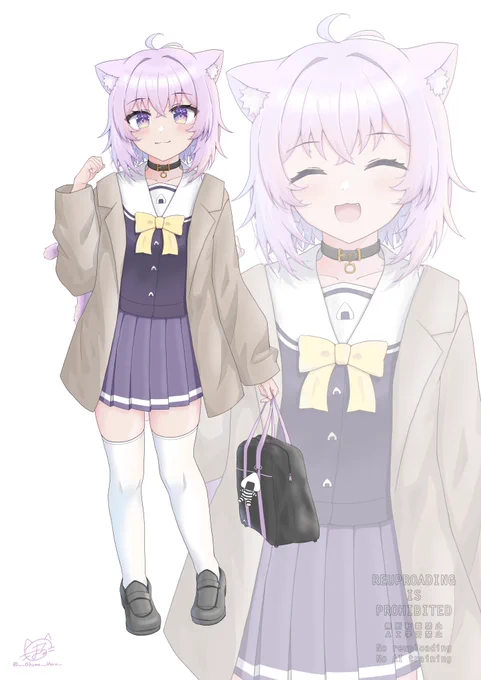 制服おかゆん「おにぎりゃー、どうかな〜?」 #絵かゆ ツリーに透過版↓ 